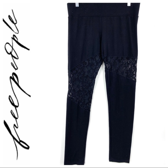 💕SALE💕 Free People Black Lace Insert Leggings - Picture 3 of 9